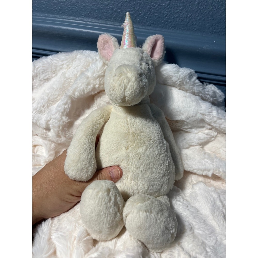 Jellycat Bashful‎ unicorn Plush Toy Cream Pink Horn Sparkle Rainbow Taill